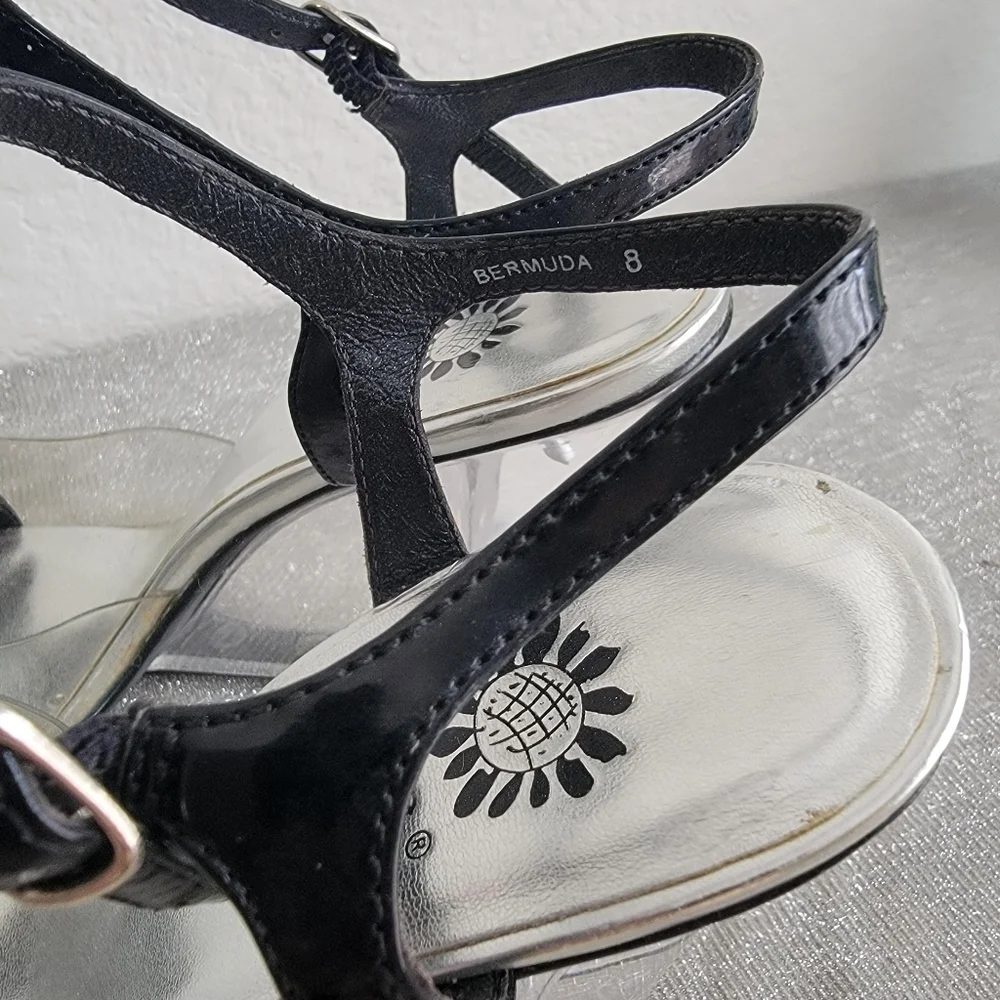 Yellow Box Bermuda Black and Clear Wedge Sandals